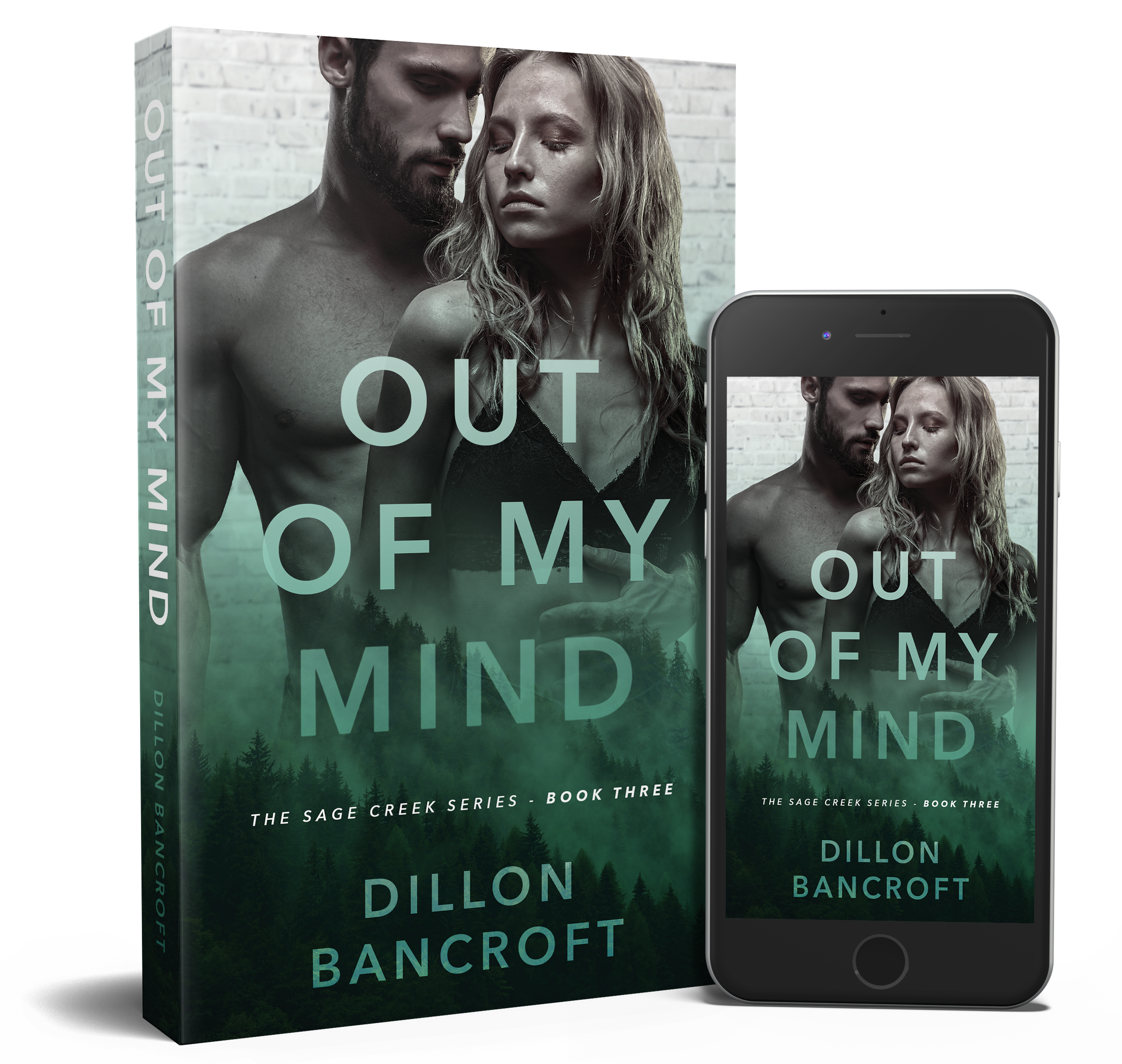 Paperback and phone mockup of Out of My Mind, a portrayal of main characters Jay Parker and Annie McKenzie